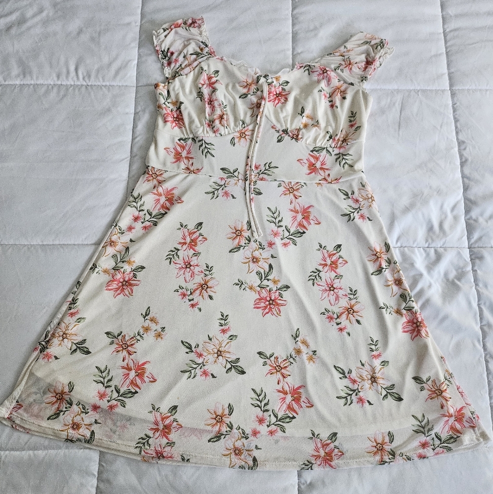 No Boundaries Floral Dress - Cream and Pink